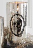 7.75" Mercury Glass Skull Print Vase
