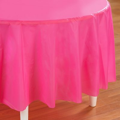Candy Pink Round Plastic Tablecover