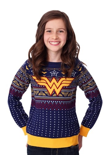 Kid's Wonder Woman Navy Ugly Christmas Sweater