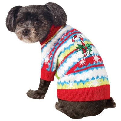 Ugly Christmas Sweater with Candy Canes Pet Costume