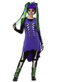 Purple & Green Skeleton Girl Costume for Kids